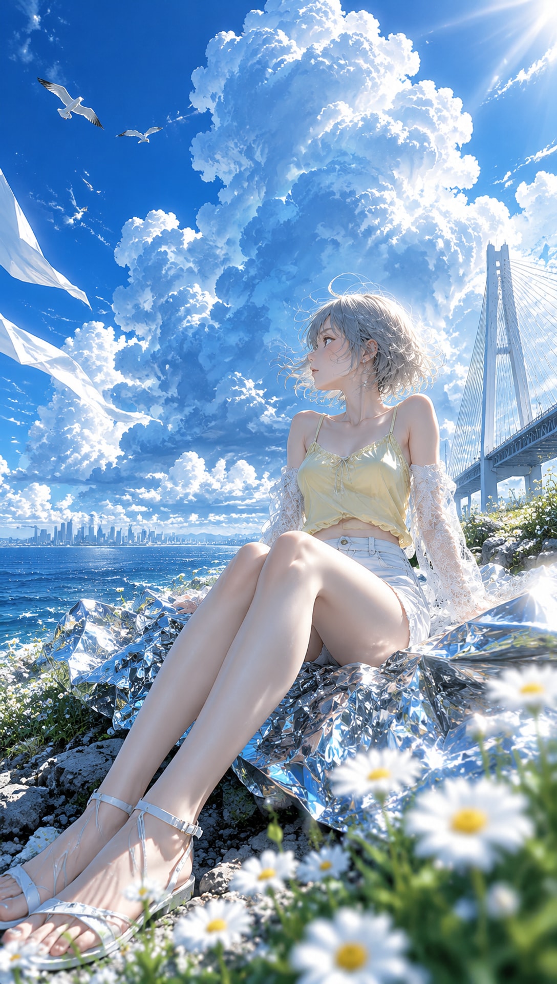 二次元半厚涂夏日少女插画 AI 提示词