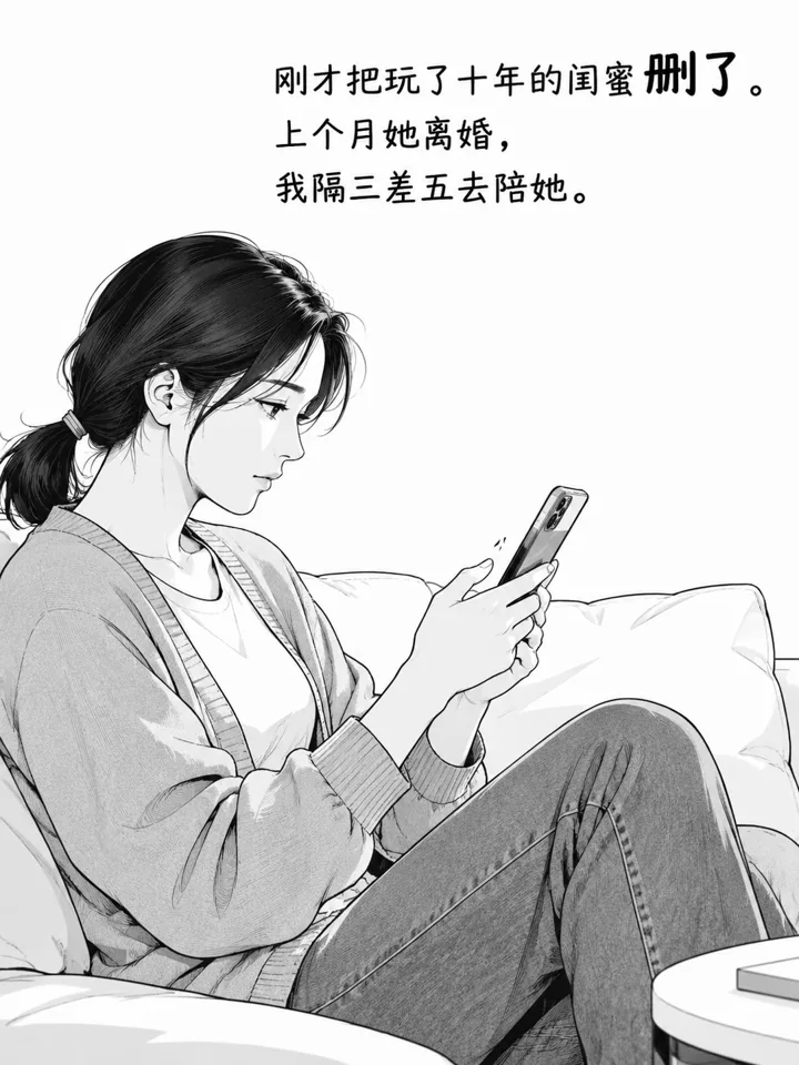 十年闺蜜劝我离婚的图文故事线稿绘本插画