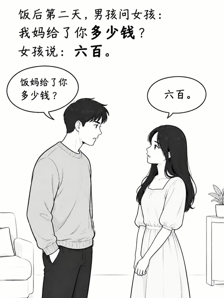妈妈试探女孩人品的图文故事线稿绘本插画 第 4 段