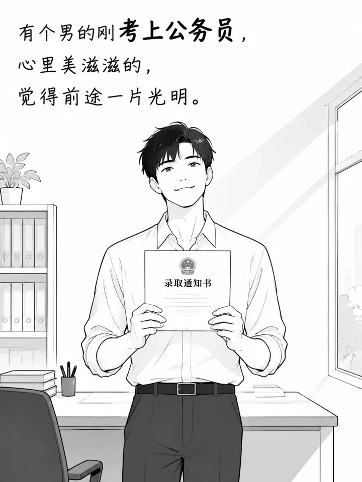公务员考上后朋友设局陷害的图文故事绘本线稿