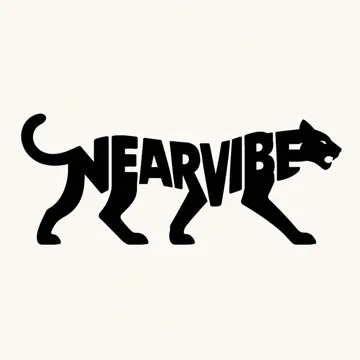 极简负空间字体Logo设计AI提示词，NEARVIBE猛兽剪影