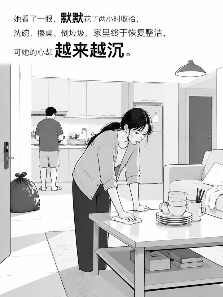 婚姻中的琐碎冷漠：妻子出差三天回家后的图文故事 第 2 段