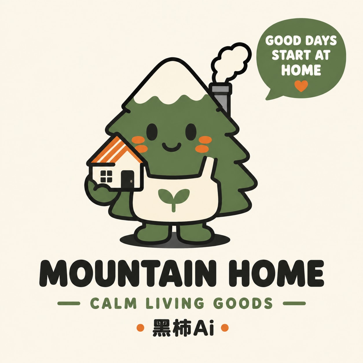 扁平矢量雪山松树吉祥物LOGO的AI绘画提示词