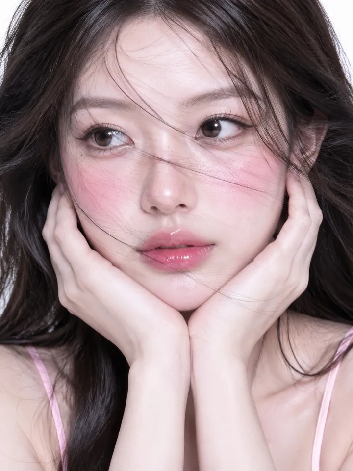 商业美妆人像特写AI绘画提示词白调雀斑少女