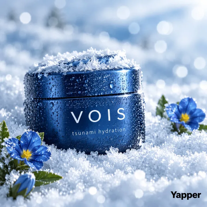 冰雪冷调美妆面霜罐产品摄影 AI 提示词