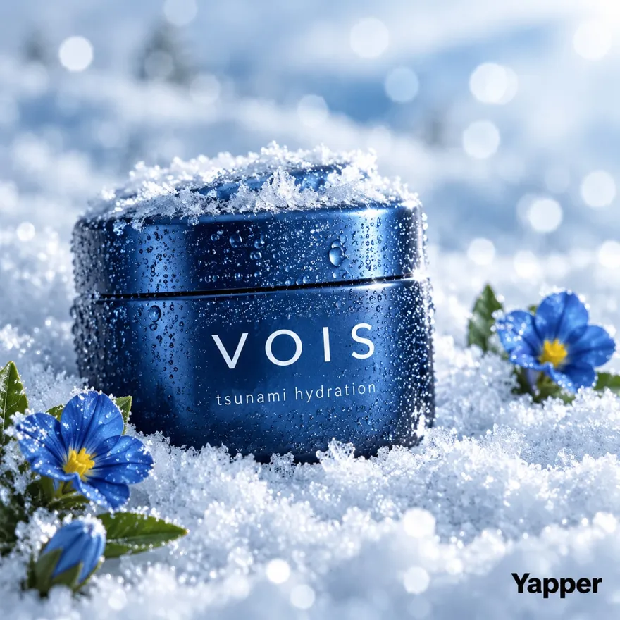 冰雪冷调美妆面霜罐产品摄影 AI 提示词