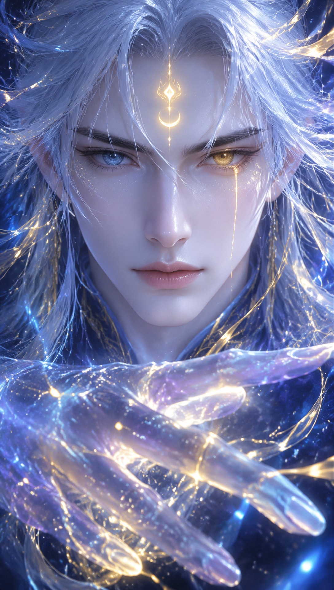 东方玄幻异色瞳角色特写 AI 绘画提示词