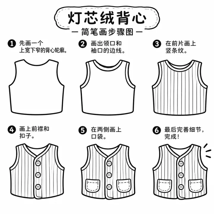 学前简笔画暖色系灯芯绒背心